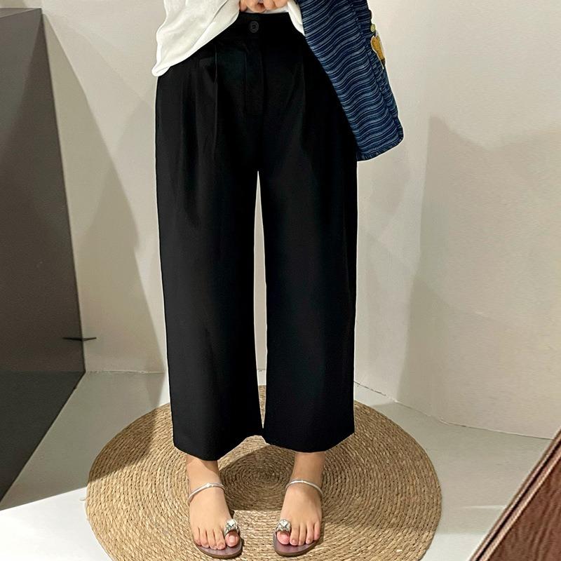 Women's Elastic Wide-leg Pants Summer High-waisted Slimming Straight-leg Pants with A Good Drape and Casual Pants