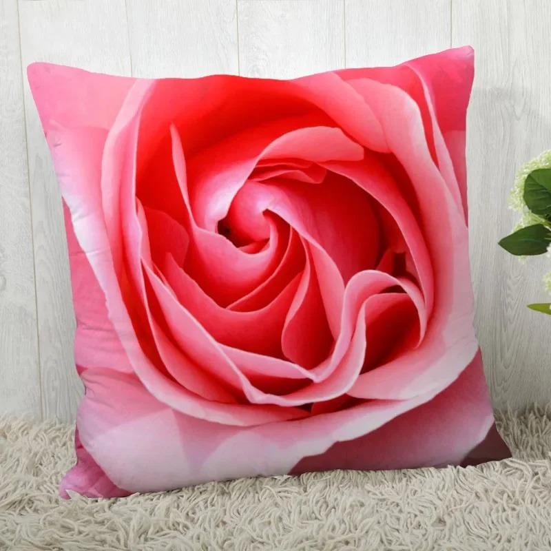 Red Rose Pattern throw pillow cover with short plush print living room sofa decoration cushion cover pillow covers decorative