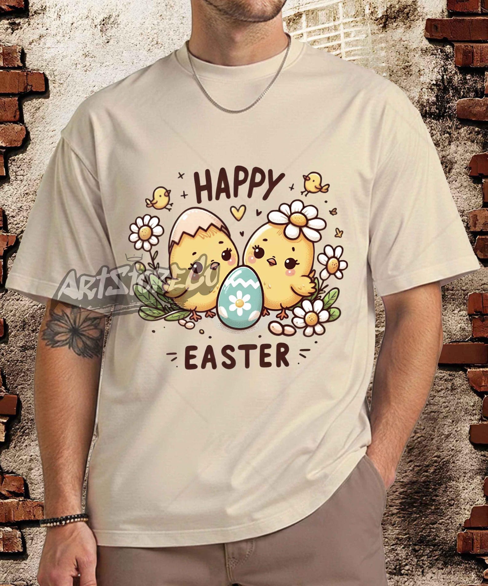 Happy Easter Bunny Egg Nest T-Shirt, Retro Holiday Apparel XL