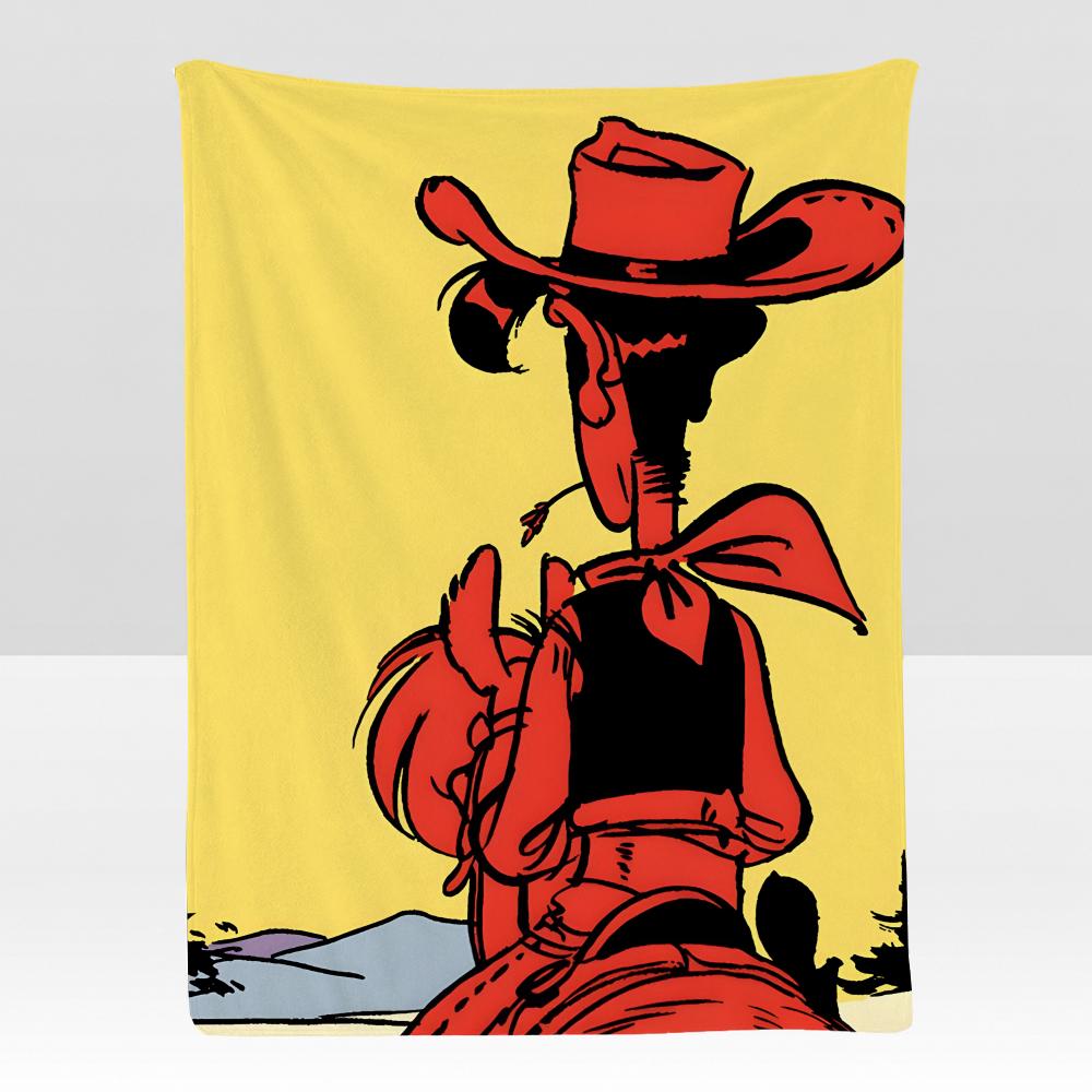 Comic LLucky LLuke Weiche Flanelldecke für Bett Schlafzimmer Sofa Picknick Überwurf Hautfreundlich Atmungsaktiv Geschenk Decke
