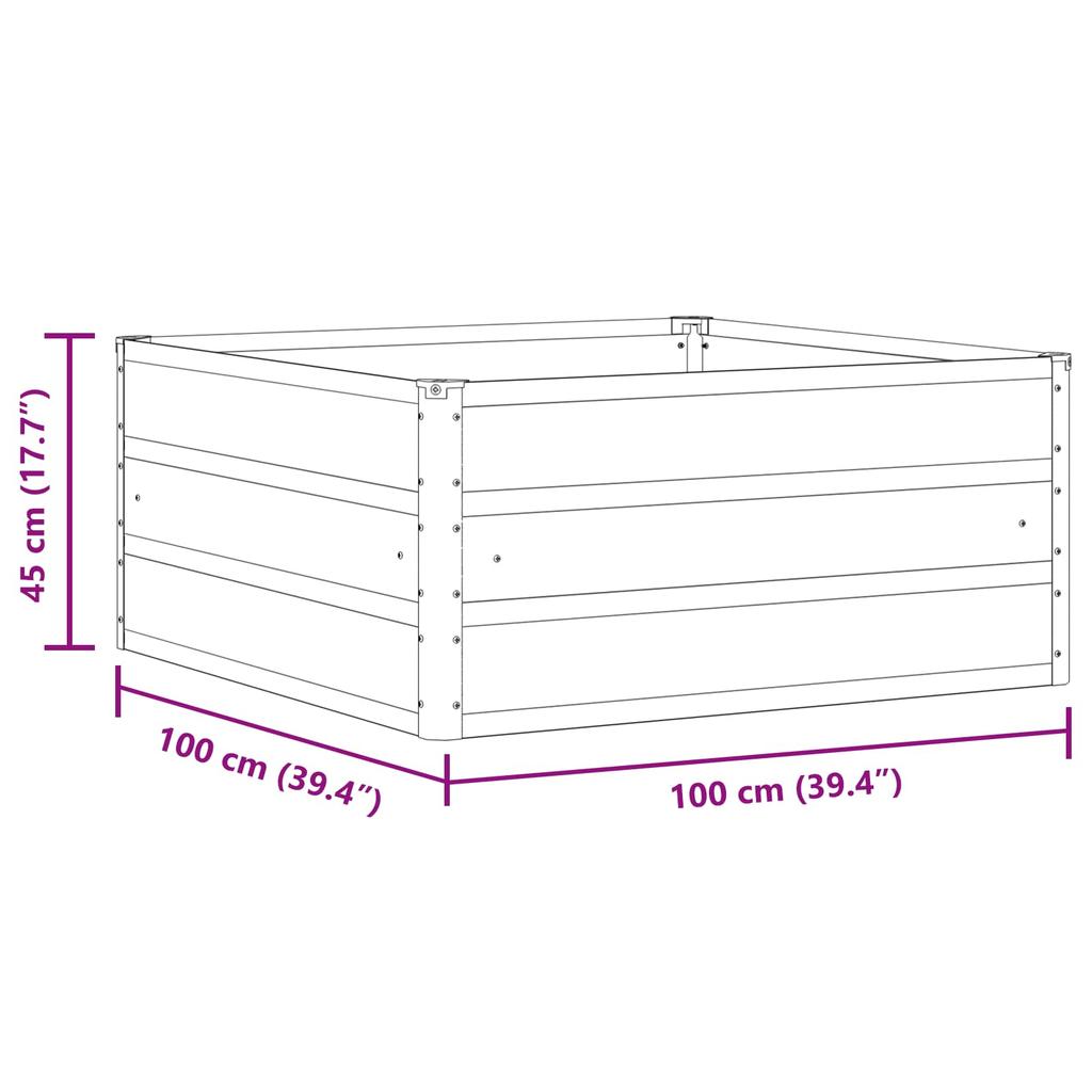 Plant Pot Light Grey 100 X 100 X 45 Cm Steel