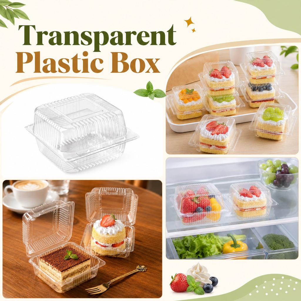 50 or 100 Pack Clear Plastic Containers with - Disposable Takeout Boxes for Strawberry