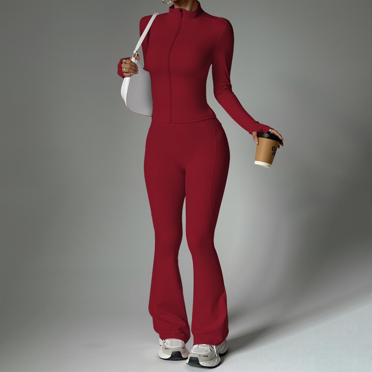 XiYin Women s Quick-Dry Fitness Suit: Slimming Jacket & Micro Flare Yoga Leggings L