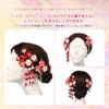 [OTAKUMARKET] Shichi-Go-San Hair Accessory for Girls - Traditional Japanese Flower Tsumami Zaiku with Bell - 4 Styles (A Red)
