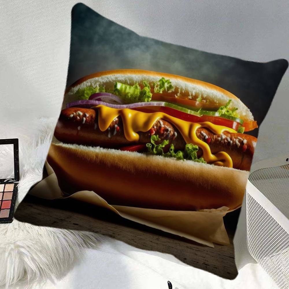 Pizza Hamburger Hot Dog Ice Cream Pillow Case Square Pillow Bedroom Sofa Leisure Comfort Cushion Car Home Decoration