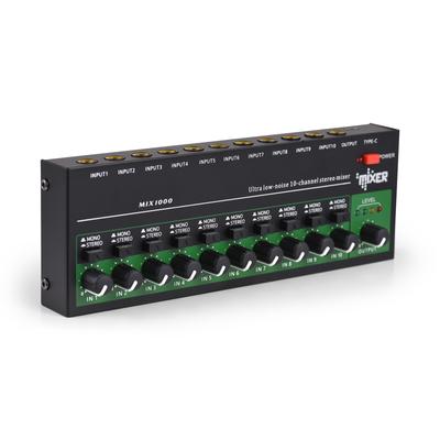 10-kanal Audio Mixer Stereo Mono Line Mixer 6,35mm TRS/TS Eingang Metall Shell Typ-C Audio