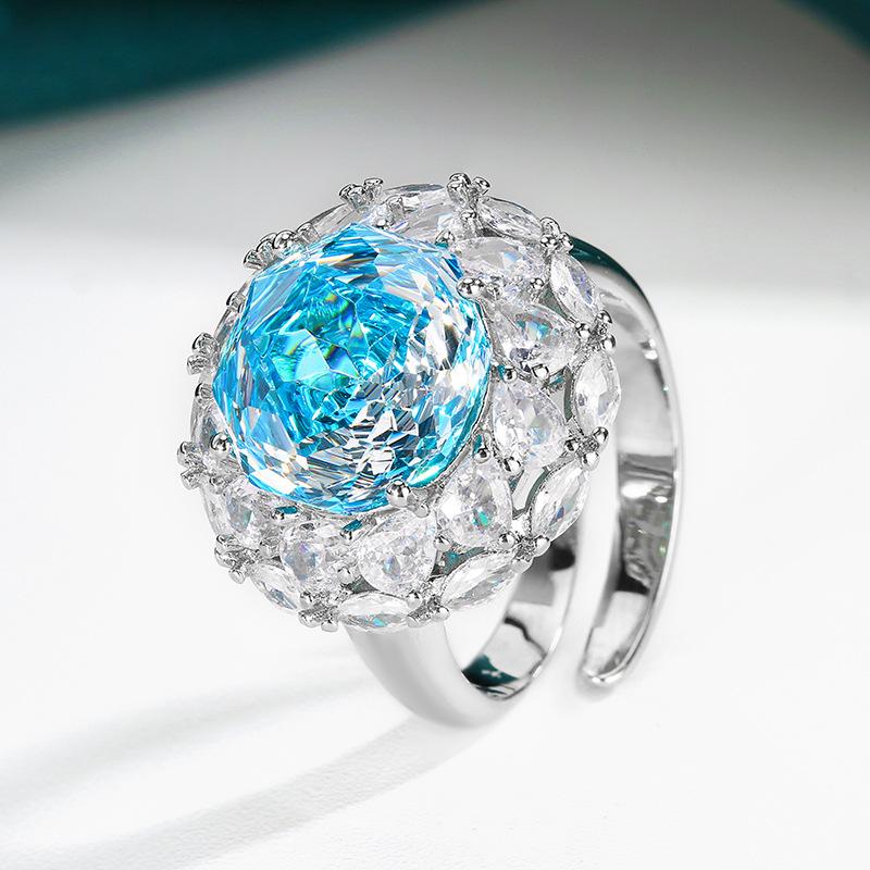 Jewelry Copper Bottom Gold Plated Millennial Cut Gradual Change Color Temperament Set Heroine Stone 12Mm