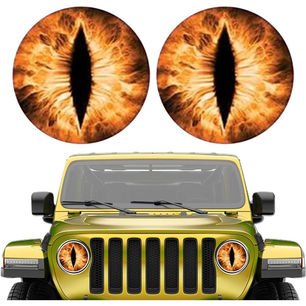 3D Beast Eyes Headlight Stickers for Jeep - Fun Universal Car Decals