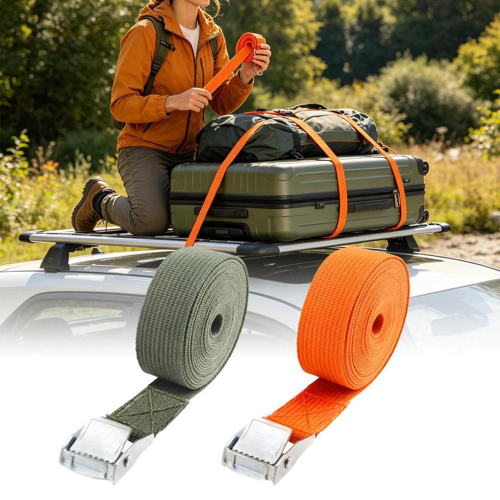 Heavy Duty Tie Down Straps Adjustable Zinc Alloy Buckle Belt for Motorcycle Cargo Truck Trailer Kayak Roof Luggage Boat