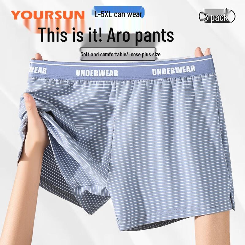 Yiershuang Men's Cotton Loose Boxer Briefs 3-Pack