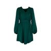 Women Spring Solid Color V Neck Long Sleeve Lace Up All Match Chic Dresses