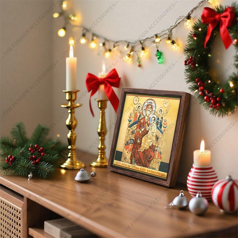 Dekorative Malerei orthodoxer Ikonen, Geweihte Ikone "Die Zarin", Malerei auf Fotorahmen, Christliche Wandkunst, 20cm*20cm, Spirituelles Dekorgeschenk