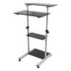 Silver Mobile Standing Desk Work Station, Stand Up Desk Cart Particle Board and Steel With Four Universal Wheels for Bedrooms