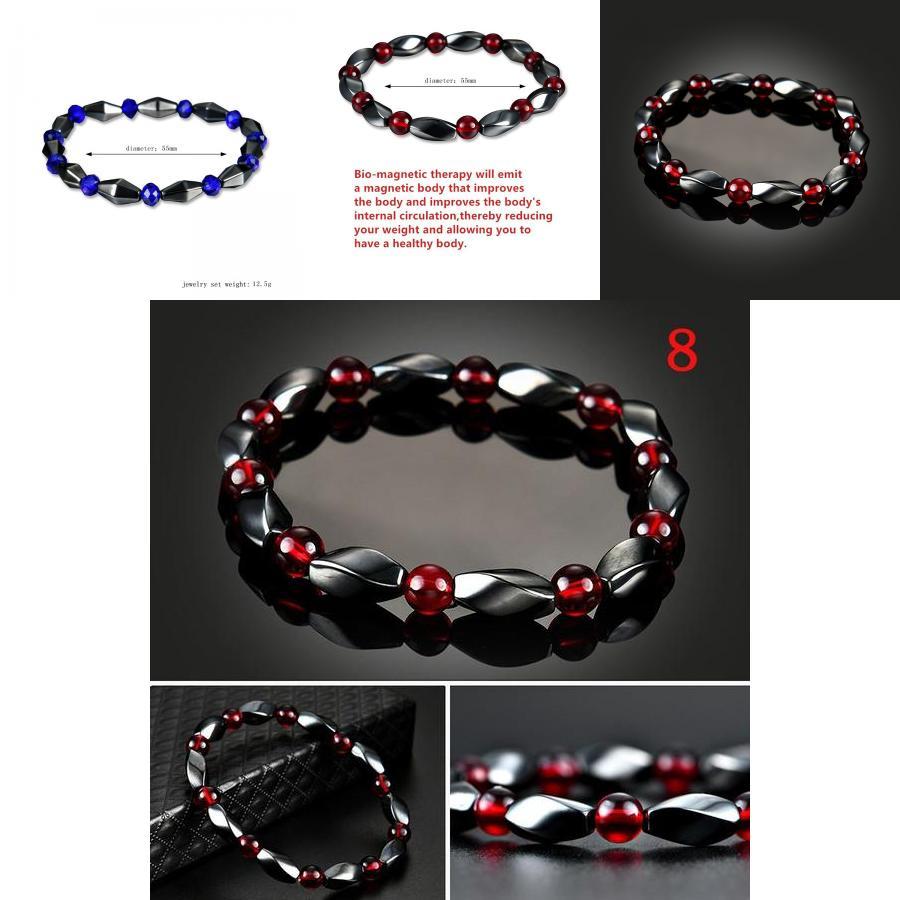 Elegant Weight Loss Round Black Stone Magnetic Therapy Bracelet For Health Care