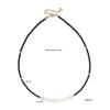 Elegant Freshwater Pearl & Black Glass Beaded Necklace - Luxurious, Non-Fading Clavicle Chain for Women
