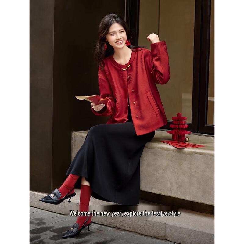 XWI Women's New Chinese Style Jacquard V-Neck Jacket