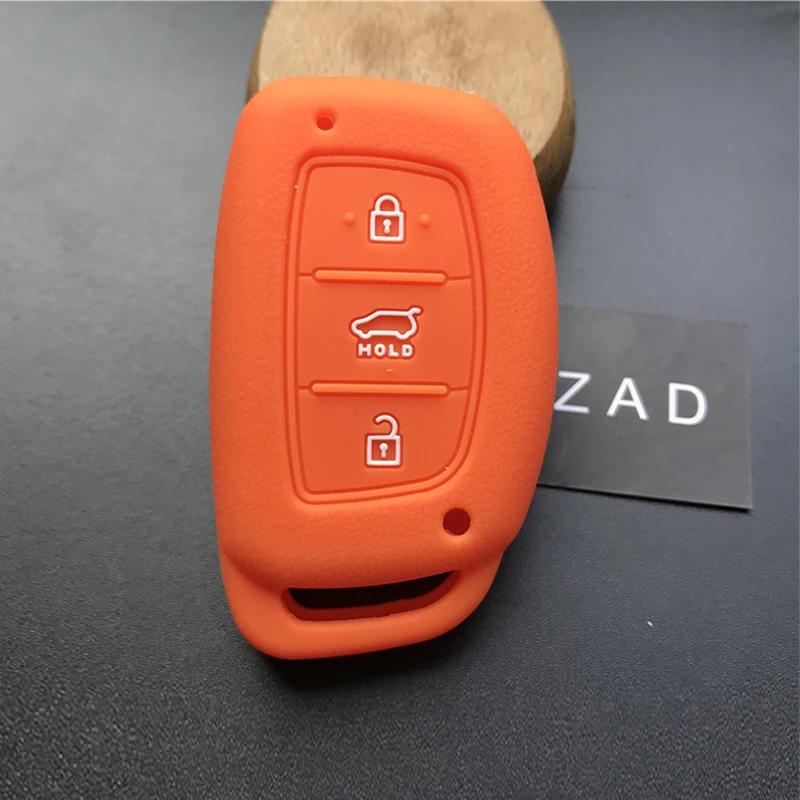 ZAD Silicone Rubber Car Key Case Cover Protector for Hyundai Tucson Elantra MISTRA Santa 9 3 Buttons Smart Key Fob Car Accessory
