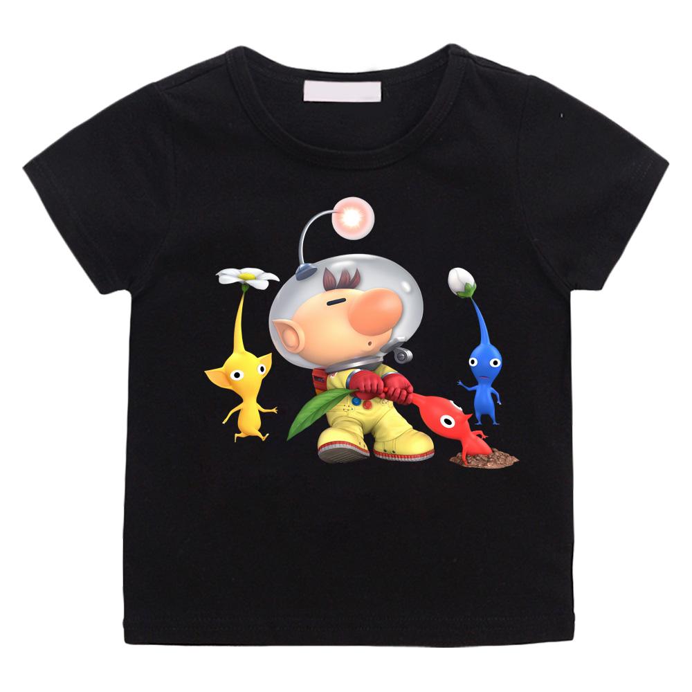 Pikmin GAME Anime Print Casual T-shirts Kids High Quality 100%Cotton Tees Boys Girls Tops Children Intellectual Fun Cartoon Tshirts Summer Clothes