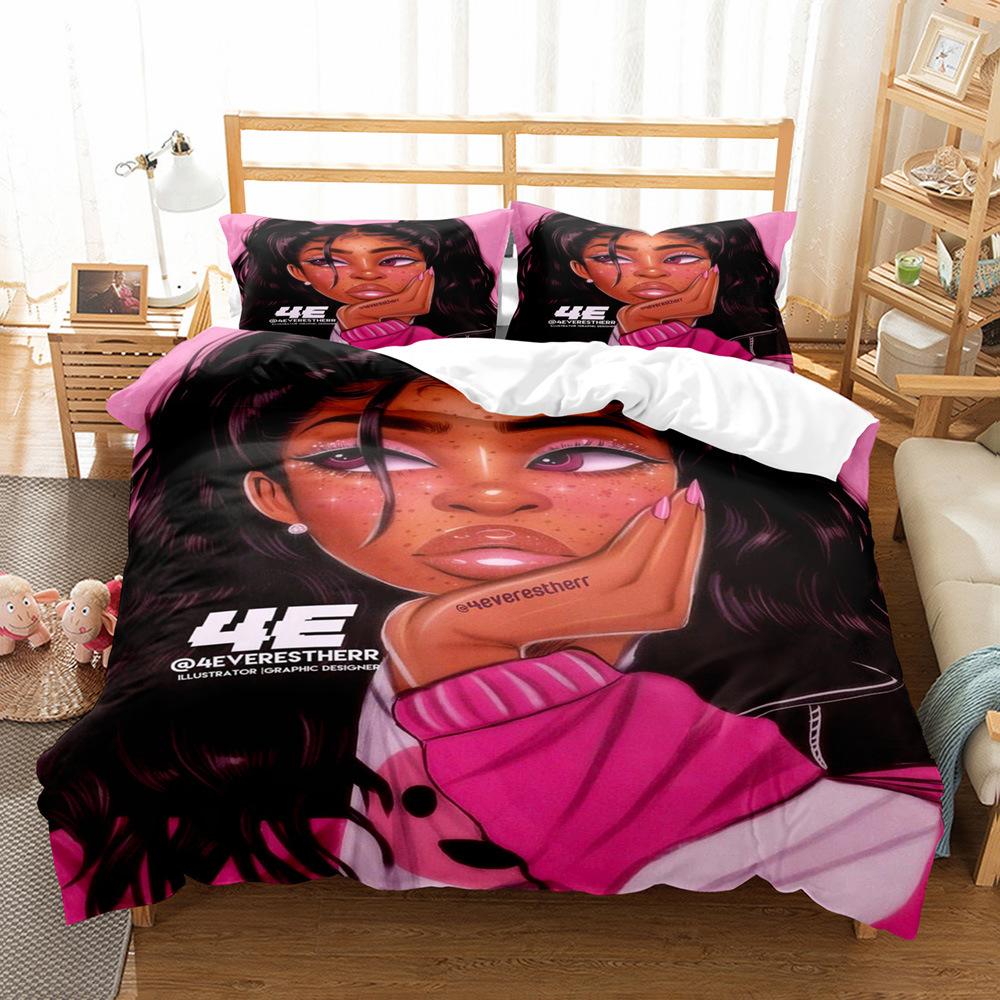 Bedding 3D Print Fashionable African Girl Comforter Bedding Sets Duvet Cover Pillowcases Double Single Bed Jogo De Cama Casal