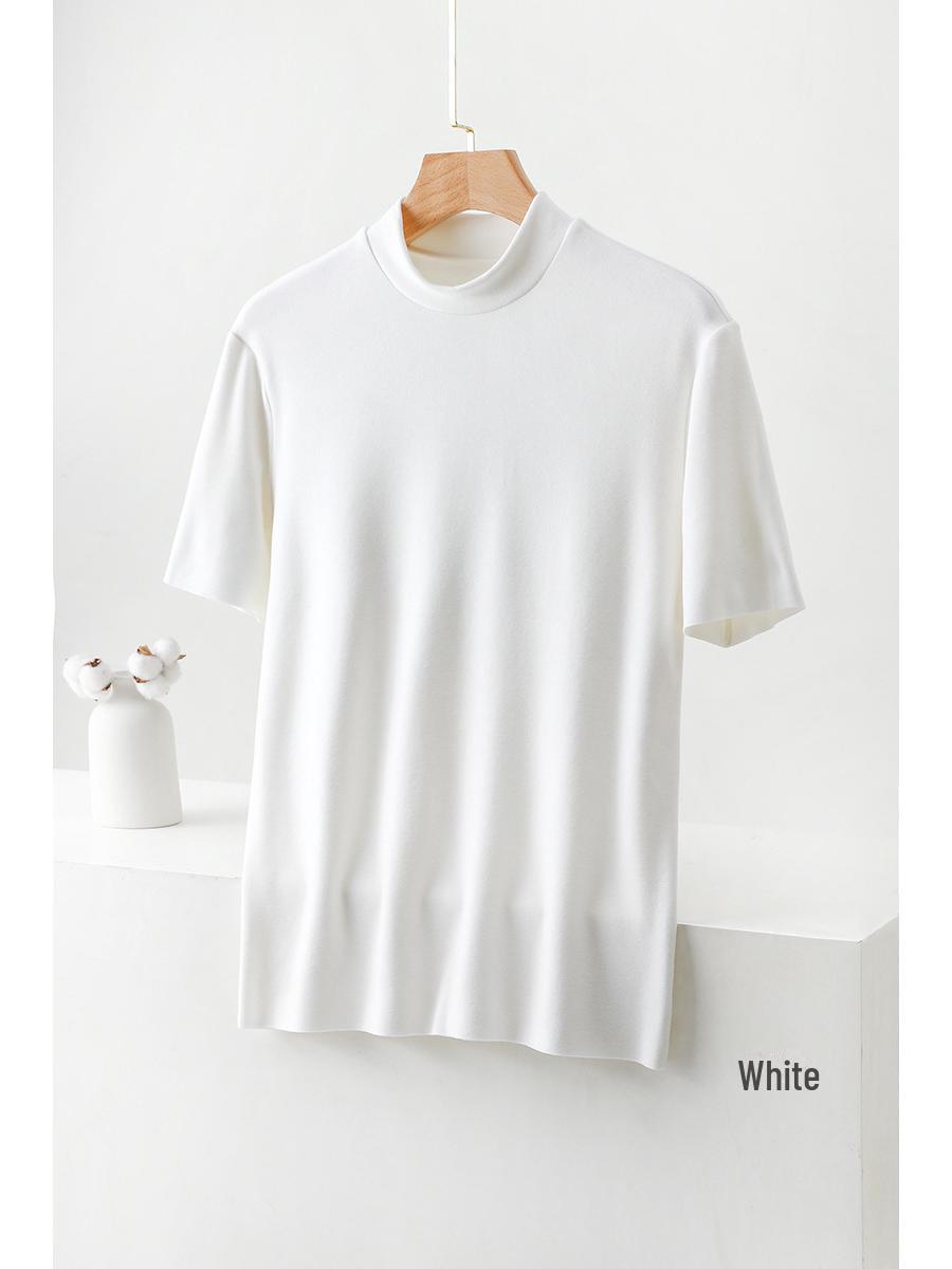 Мужская термобельё трикотажное - бархат осень/зима, полувысокий воротник, рукава с пятью точками 3XL белый