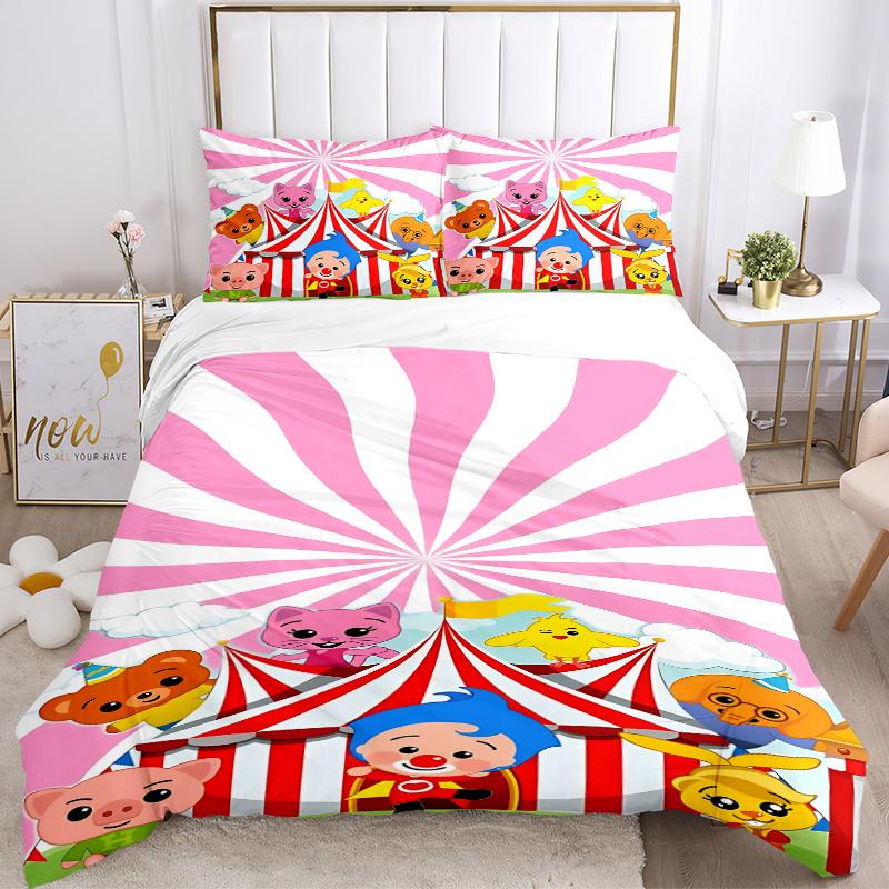 3pcs Circus Animal Friends Carnival Party Decorations Kids Room Bedding Set-Universal Three-Piece Suit for Bedroom, Guest Room, Living Room,