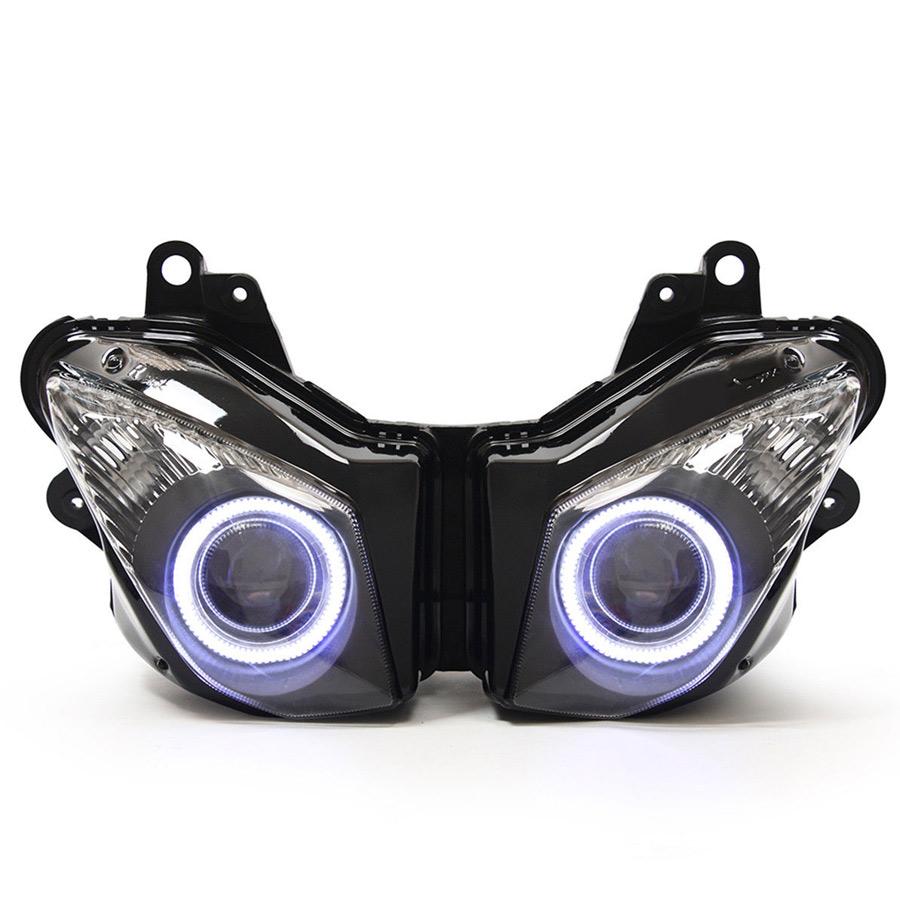 

Мотоциклетна фара Кастомна модифікована фара Збірка фари з HID-прожектором LED Ангельські очі Для Kawasaki Ninja ZX6R 2009-2012