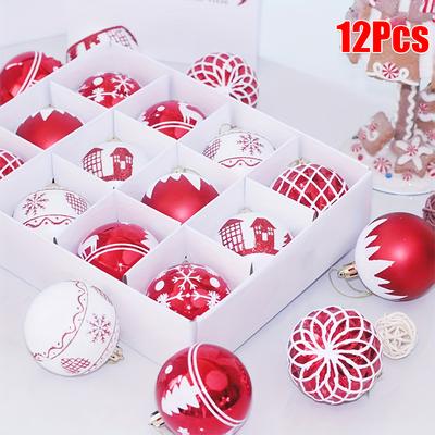 12PCS/Pack Christmas Ball Reusable Party Embellishing Lightweight Environmentally Friendly Plastic Festive Hang Decorative 6cm