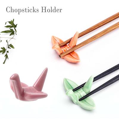 1/2Pcs Cute Chopsticks Holders Ceramic Panda Rabbit Paper Cranes Shaped Miniatures Spoon Fork Holder Stand Chopsticks Rest