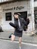 Women's Gray Woolen Skirt & Baseball Jacket Set - Korean Academy Style