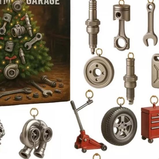 Gearhead Advent Calendar 2025 24-Day Christmas Countdown Box with Acrylic Miniature Car Parts Tools Automotive Holiday Gifts for Car Enthusiasts