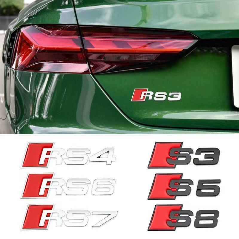 Metal Electroplated A Displacement Trunk Badges, 4WD Emblems for A4 A5 A6 A7, S3 S4 S5 S6 S7 S8 Badges, RS3 RS4 RS5 RS6 RS7