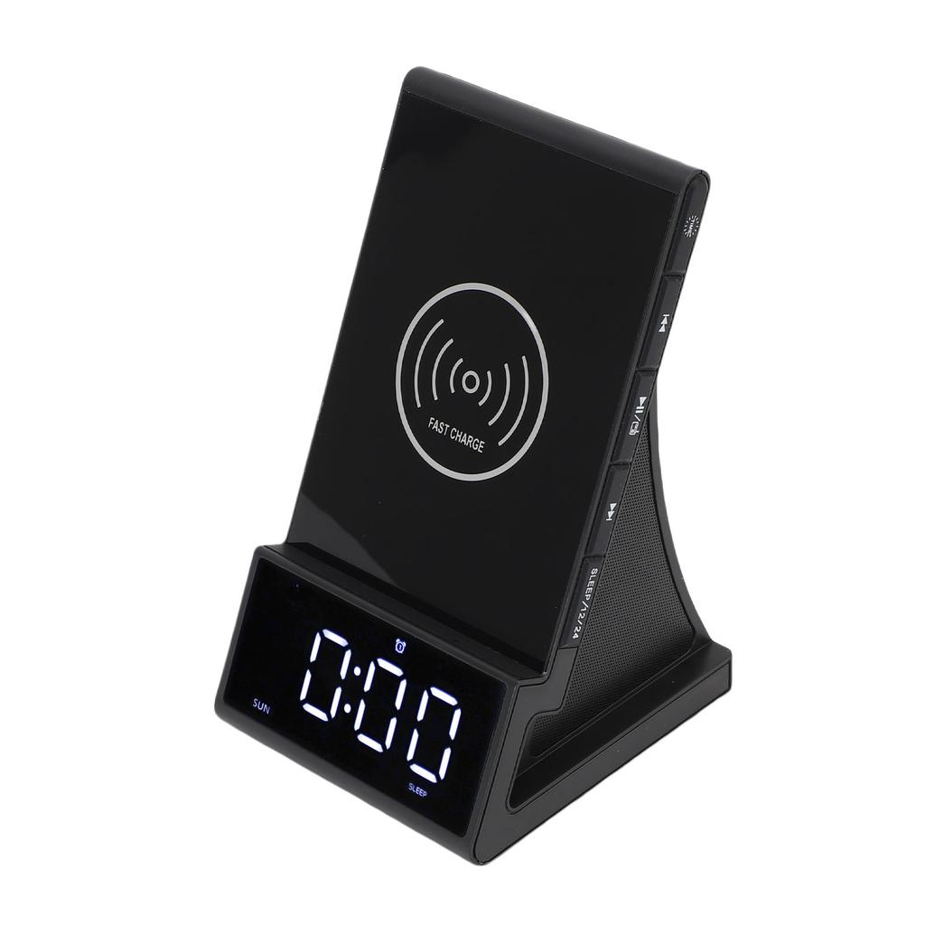 Kabellose Handy-Ladestation Wecker-Dock LED-Anzeige 4 Helligkeitsstufen   Kabelloser Lautsprecher mit Wecker für das Schlafzimmer