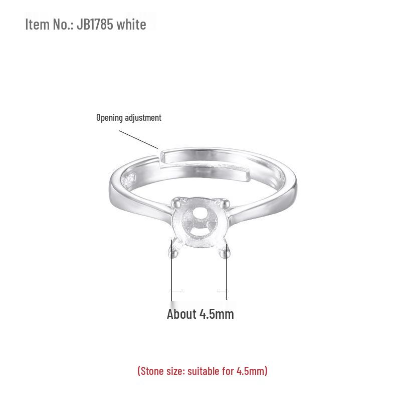 

Korean Style S925 Silver Four-Prong DIY Ring Setting for Women with 18K Craft, Carat Diamond Couple Ring Empty Setting.