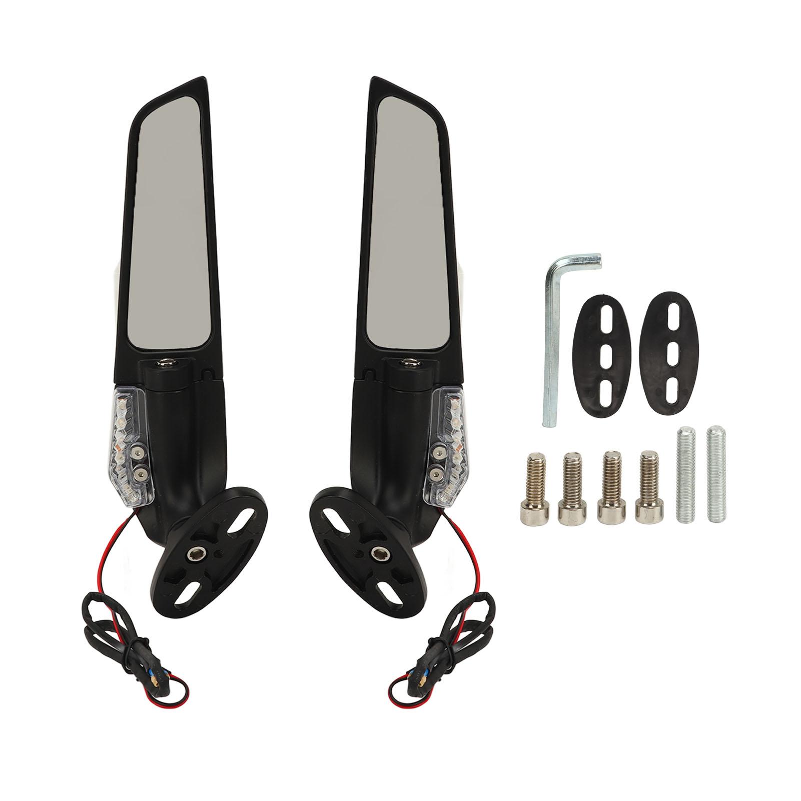 

1 Pair Motorcycle Side Mirrors Adjustable Rear View Mirrors with LED Light for NINJA 250 300 400