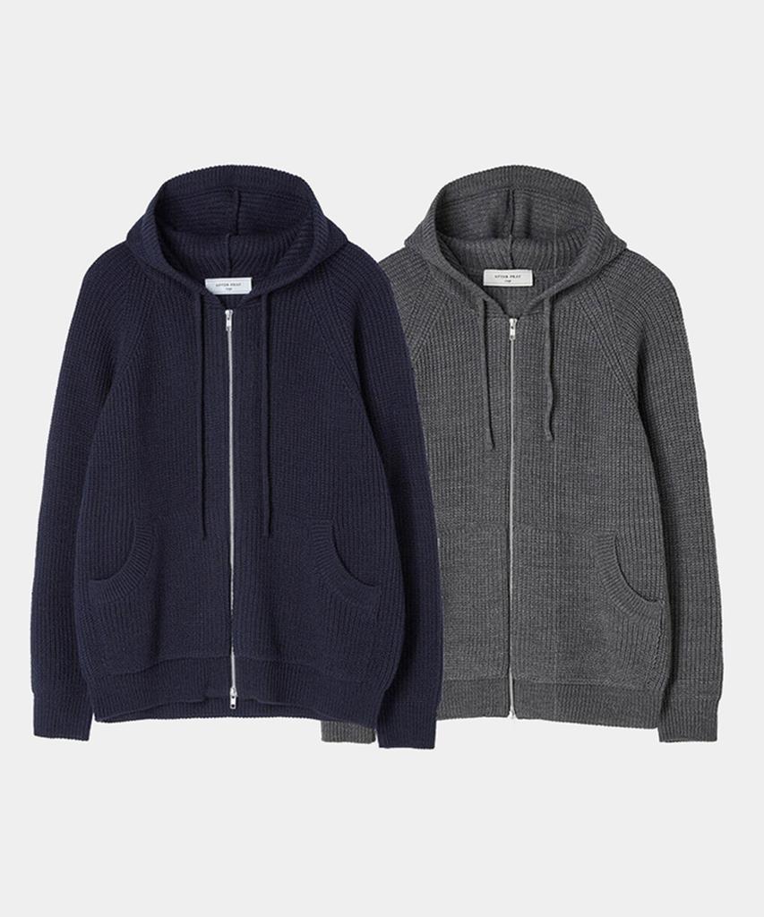 Afterpray Comfort Hoodie Zip-Up Knit (Navy/Gray)
