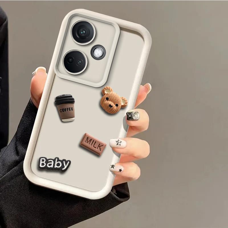 Cute 3D Bear Coffee Milk Phone Case for Samsung Galaxy A56 A36 A26 A55 A35 A25 A15 A05 A05S A54 A34 A24 A14 A04S A53 A33 A23 A13 A03 A52 Cartoon Cover