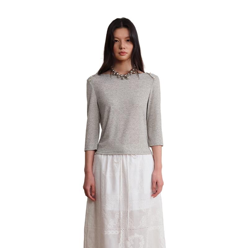 Casual Linen Blend Seven-Quarter Sleeve T-Shirt S