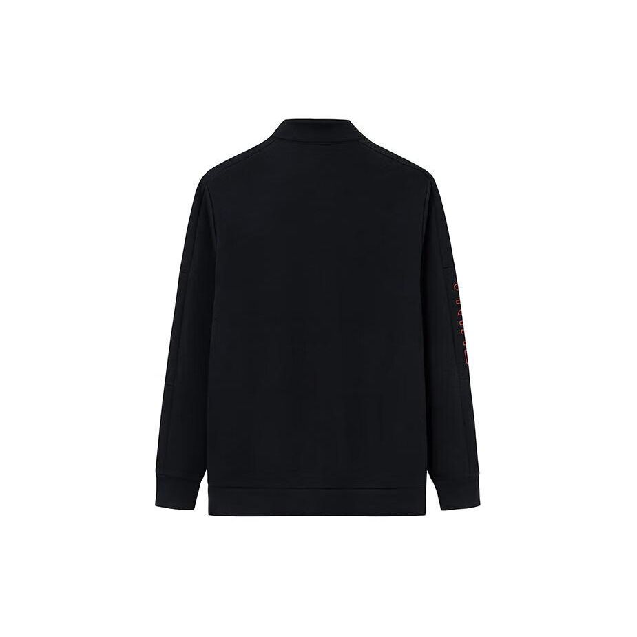 Anta Training Series Letter Print Stand Collar Running Fitness Knitted Jacket Men Jacket Basic-Black 152417745S-4