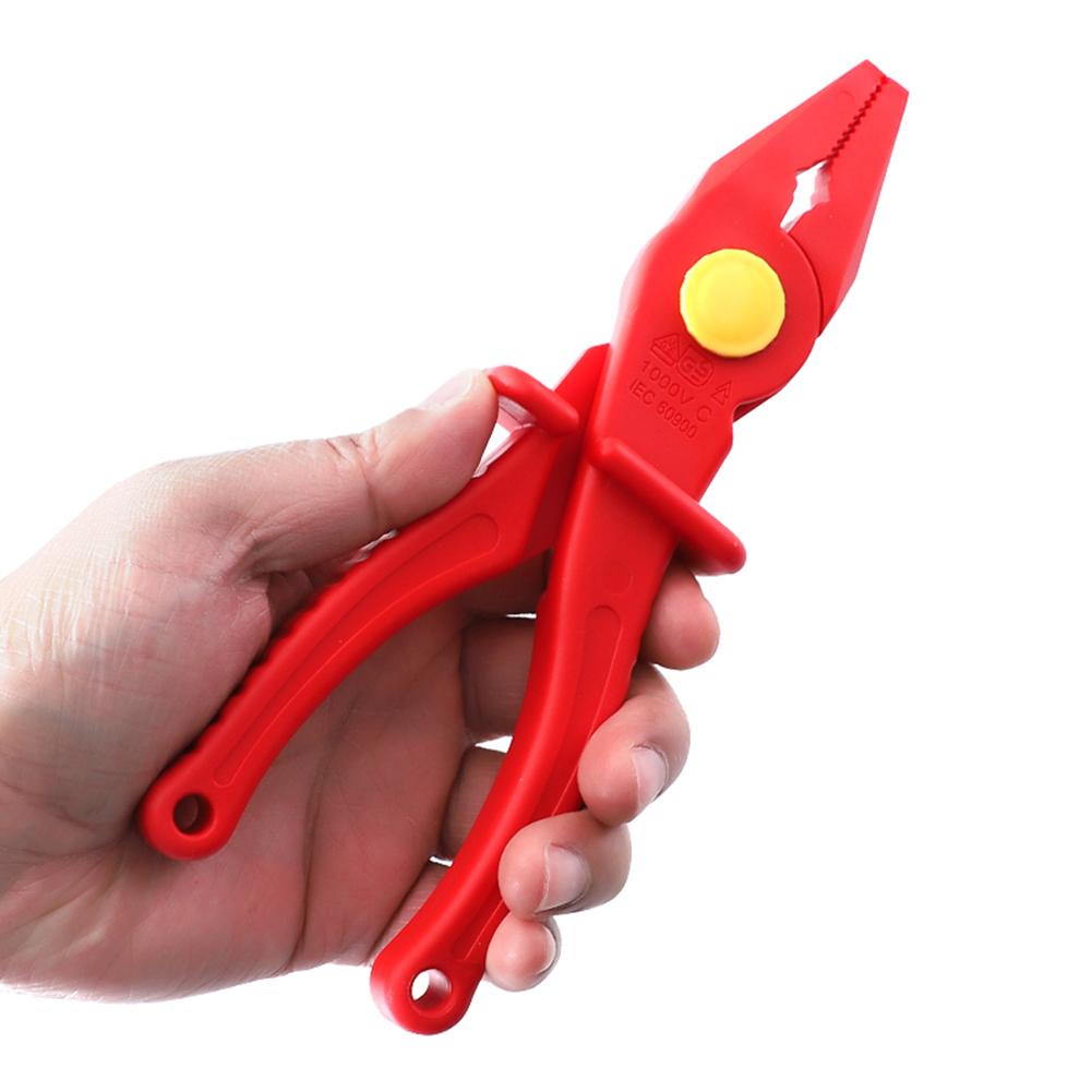 7.7 Inch VDE Insulated Plier Flat Nose Plastic Plier Crimper Tool 1000V Multi-Functional Electrician Plier Hand Tools