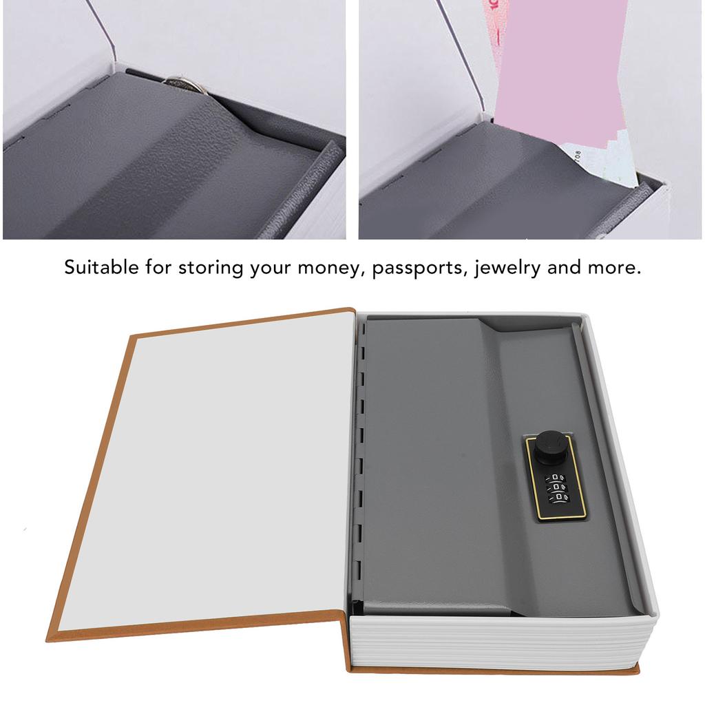 Diversion Book Safe Large Size Dictionary   Stainless Steel Book Safe Combination Lock for   Card Documents