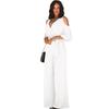 Women's V-Neck Hollow Short Sleeves Casual Long Pants Wide Leg Pants Jumpsuits