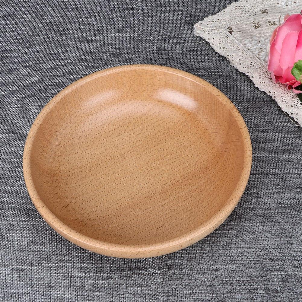 20cm Wooden Plate Round Natural Wood Serving Tray Tea Food Server Dishes Water Drink Platter