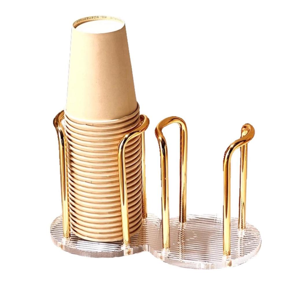 Acrylic Desktop Cup & Straw Holder - Coffee & Tea Storage Shelf