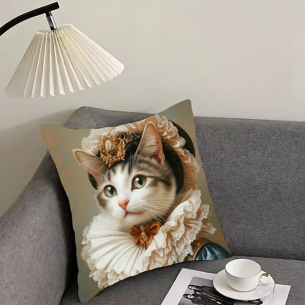 Cute Cat Printing Decorative Cushion Cover Reversible Plush Pillow Cover – For Car, Sofa, Bedroom, Perfect As a Gift.