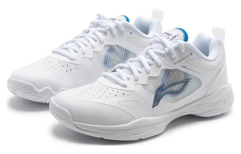 Li Ning Gladiator Cushioning Abrasion Resistant Low Top Badminton Shoes Unisex Standard White AYZT011-1