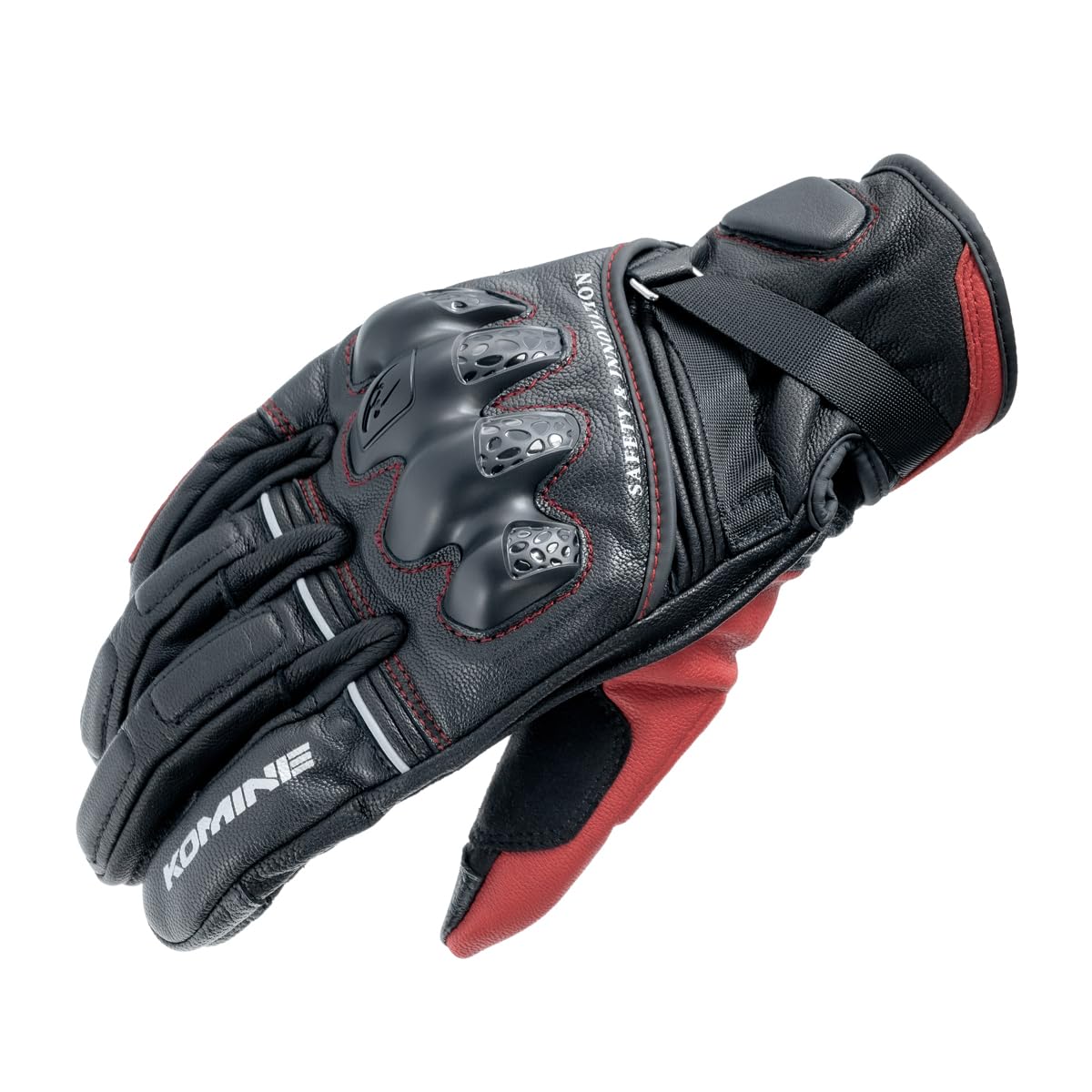 Мотоперчатки Komine GK-854 Кожаные Защитные Теплые Перчатки HG Черно-красные M
