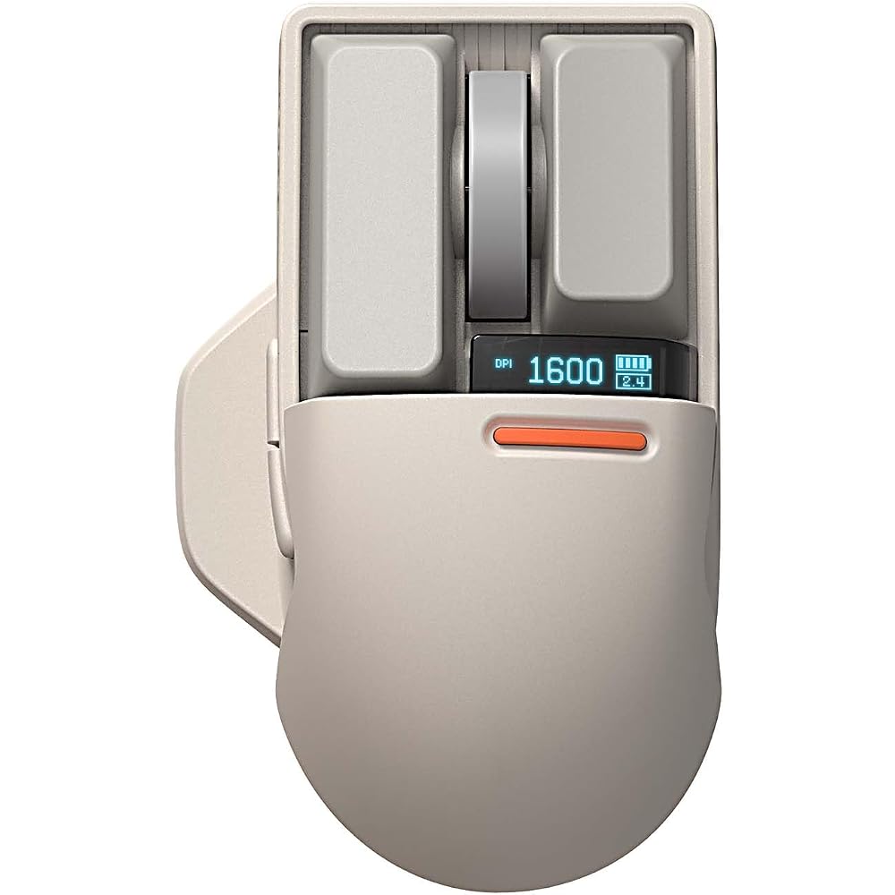 Lofree Touch Wireless Mouse Light Gray Retro Design 4000 DPI Bluetooth USB Receiver