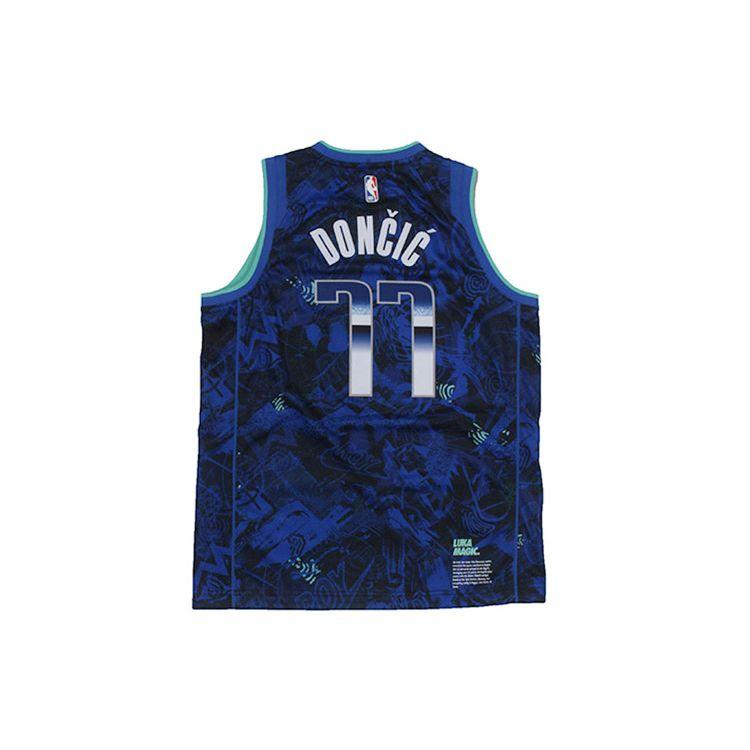 Nike Casual Sports Suit Retro Basketball Jersey Kids Basketball Uniform Dallas Mavericks Doncic 77 Kids Sportswear Black Blue 3Z2B7BU4P-MAVDL