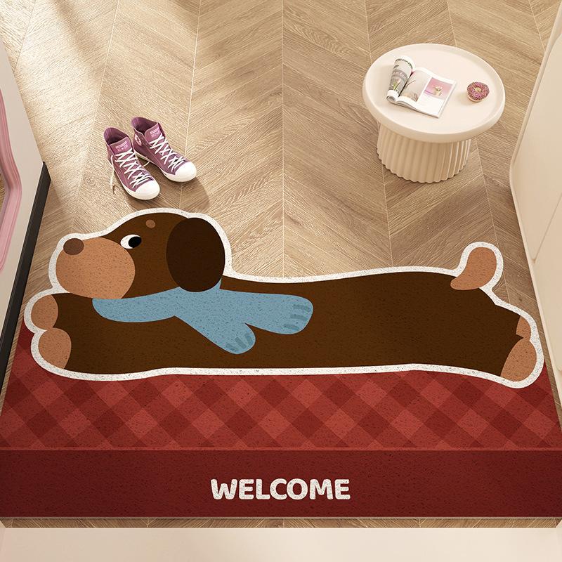 Cartoon Puppy Floor Mat, Door Mat, Silk Ring, Dirt-Resistant And Easy To Take Care Of, Foot Mat, Entrance Can Be Cut, Carpet Non-Slip Mat