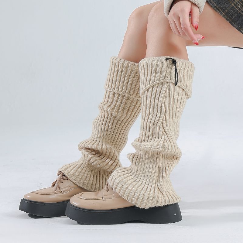 Koreanischer Stil Herbst Winter Y2K Funktionale Patchwork Colorblocking Kordelzug Verstellbare Micro-Flare Stulpen Lässige Stulpen Colorblocking